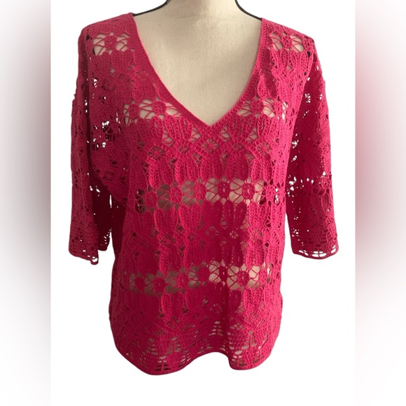 SOLD 😎 Women’s Sundance Samara Crochet Tee size L boho festival vibes hippie - Picture 3 of 12